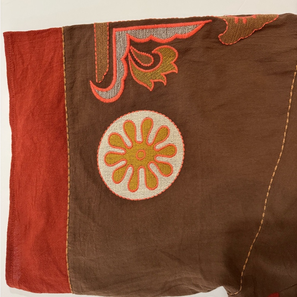 Easel Los Angeles Embroidered Boho Tunic Dress Mocha Brown Festival NWT S - Picture 6 of 8
